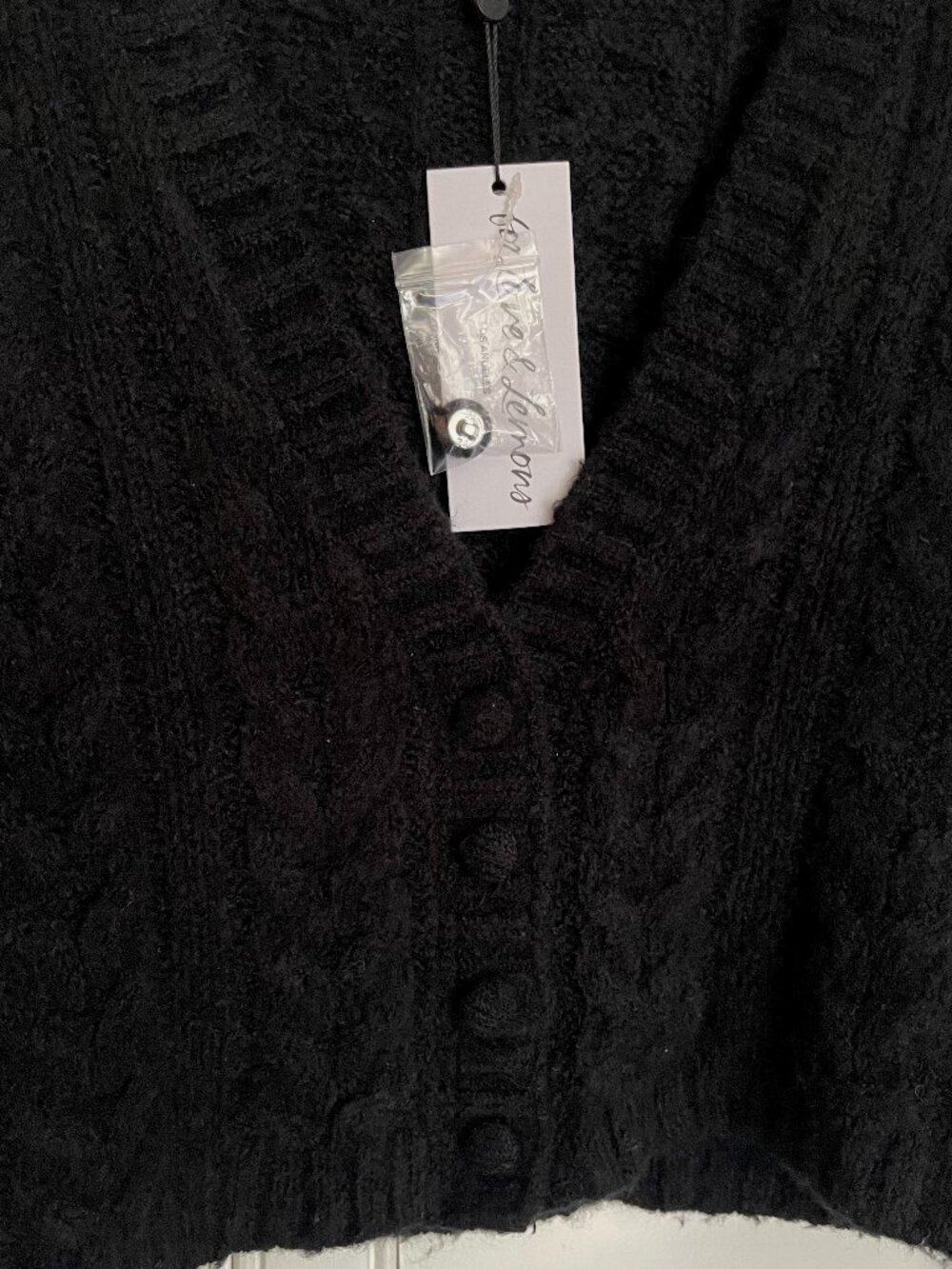 NWT For Love and Lemons Long Sleeve Billie Cardigan in Black Size M - Picture 8 of 10
